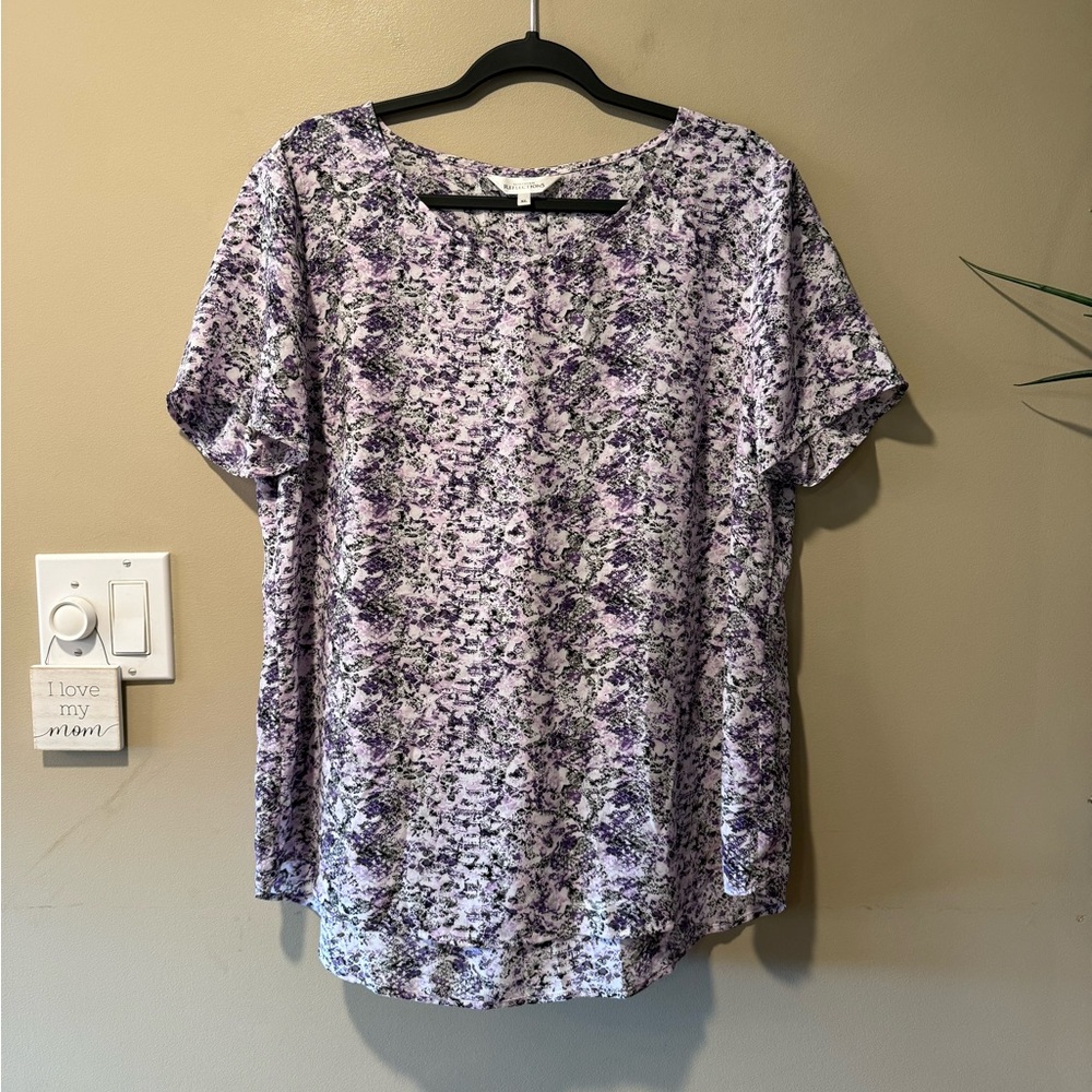 Northern Reflections Purple & Grey Blotchy/Snakeskin/Honeycomb Print Top - Picture 7 of 11
